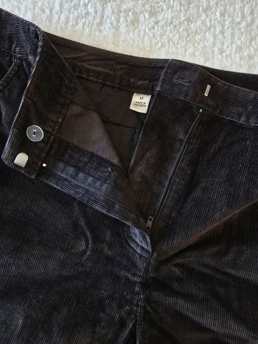 Talbots Stretch Corderoy Pants Charcoal Grey Cuffed Wide Leg Size 12 - Picture 11 of 16